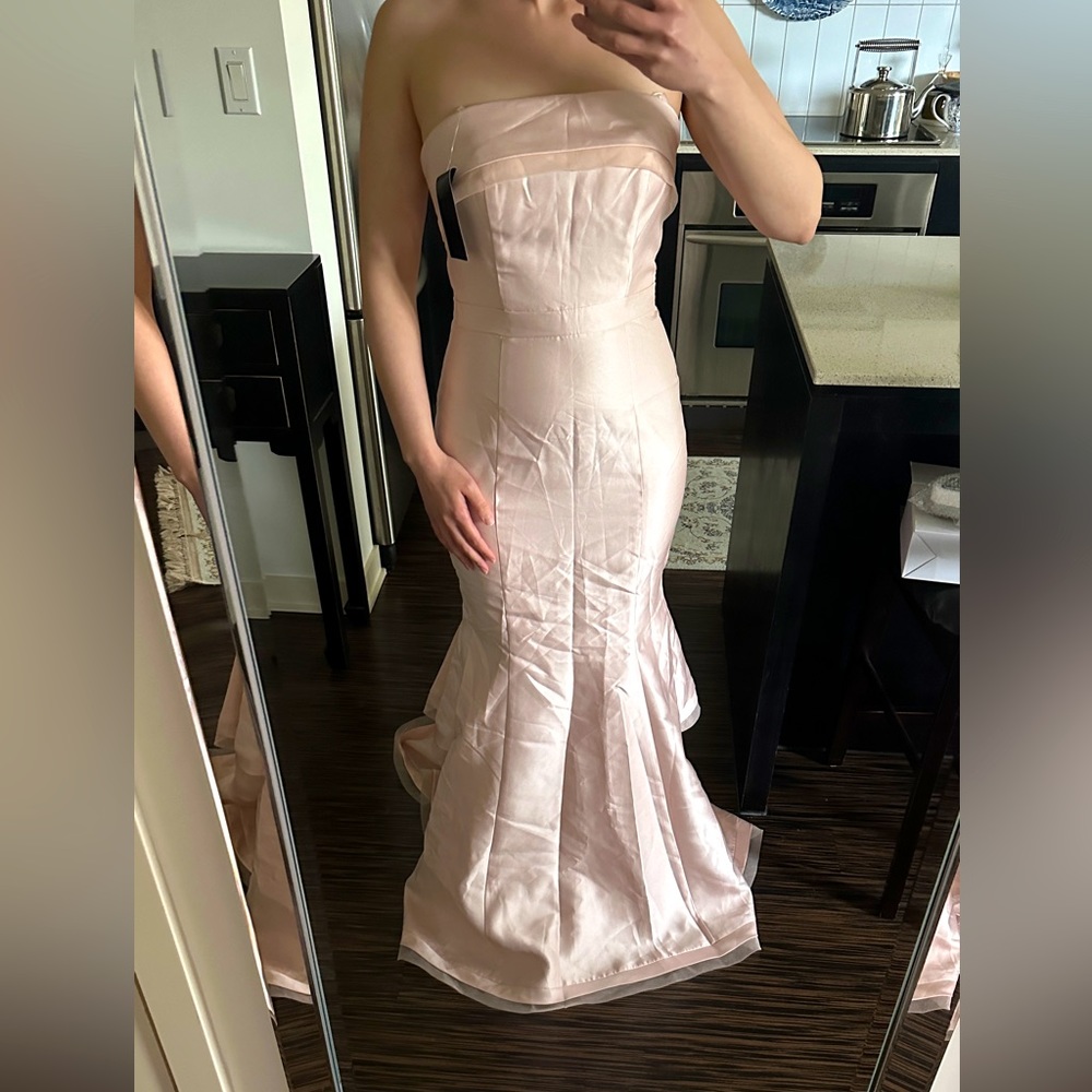 Beautiful strapless baby pink gown